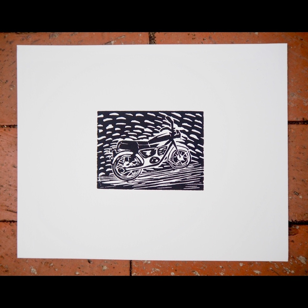 Moto block print black and white